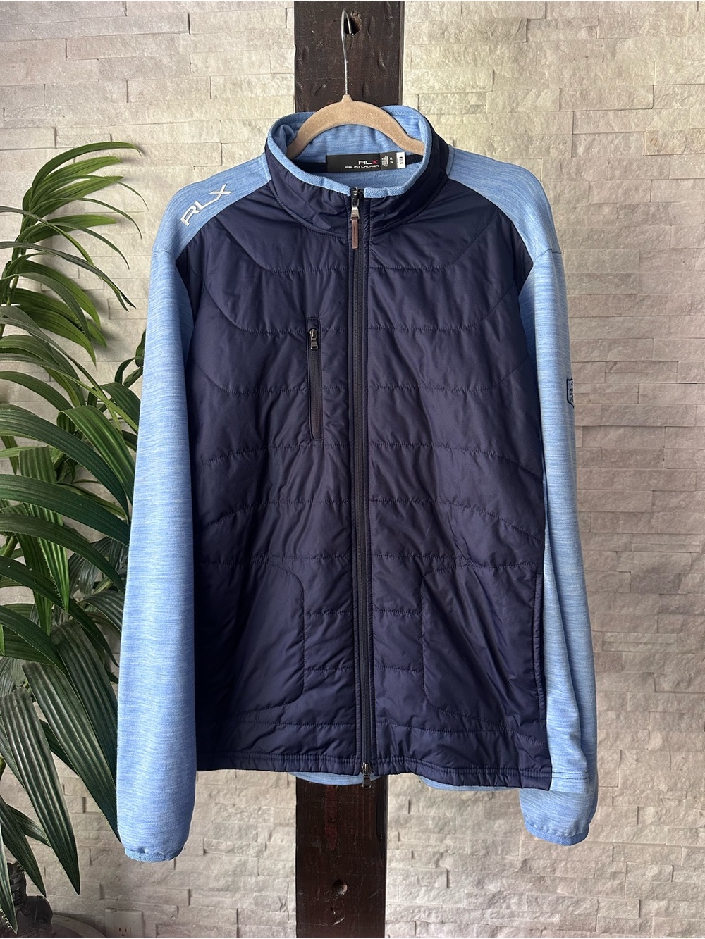Ralph Lauren X Golf Navy Blue Light Blue Quilted Zip Jacket Size XL